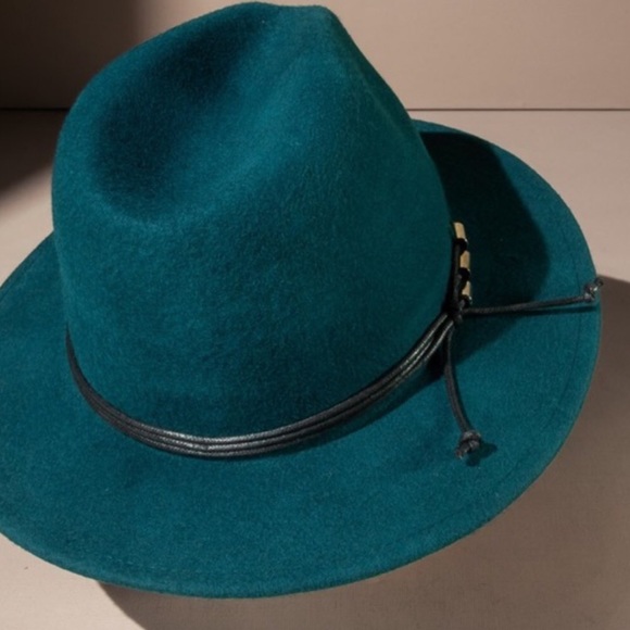 Teal Wool Felt Fedora Hat BRAND NEW - Picture 7 of 10